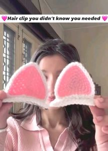 Crochet Cat Ear Hair Clips 🐱