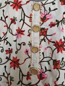Stitched Embroidered Suit With Salwar And Dupatta