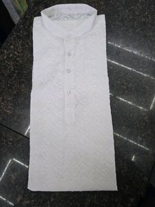 Unused Brand New White Ethnic Chickenkari Kurta