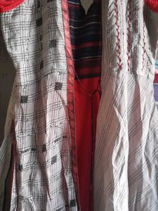 Stylish Red &amp; Grey Ethnic Dress