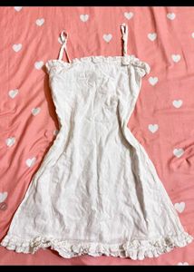White Ruffle Trim Slip Sundress