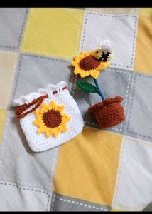 Crochet Sunflower Pot And Pohch ✨🌻