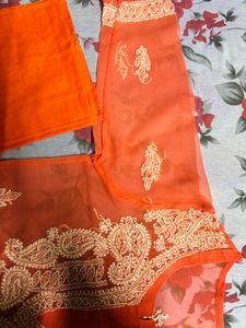 Peach Chikankari Kurta Set