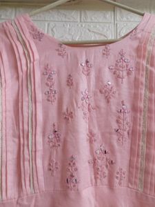 Ethnic Peach Gown With Churidaar