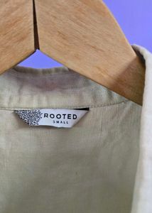 ROOTED Women Off-White Embroidered Shirt Style Top
