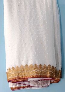 Elegant White & Gold Sari