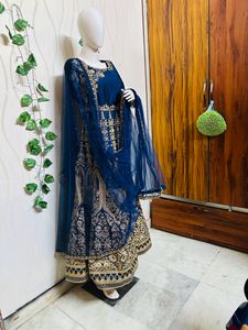 Blue & Gold Embroidered Indian Dress