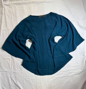 Blue Flared Sleeve Top