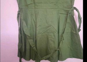 SASSAFARAS OLIVE GREEN BUTTONED SLEEVELESS DRESS