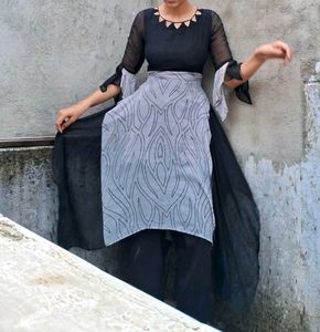 Elegant Black & Grey Tunic Set🤌😩✨️
