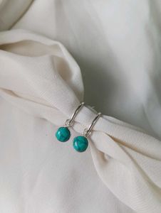 Pure silver Turquoise Hoop