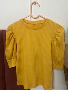 Mustard Puff Sleeve Top