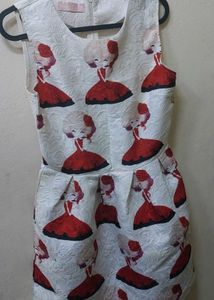 White Print Sleeveless Dress