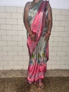 OMG crepe Elegant Pink Saree with blouse