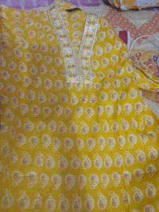 Yellow Printed Kurta Set