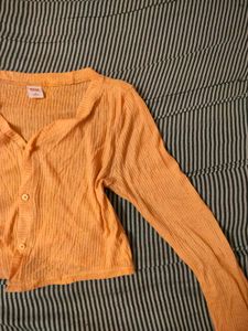 Orange Button-Down Top