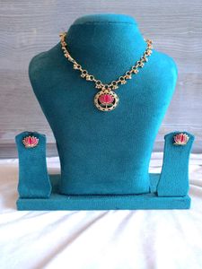 Lotus Meenakari Necklace Set