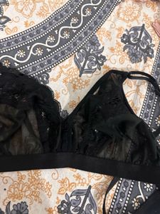 Black Lace Designer Bra, Bust- 34 B