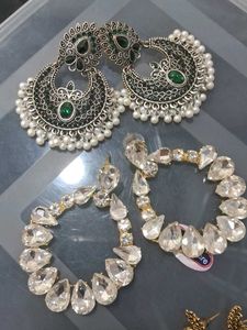Silver Nd Golden Earrings Combo