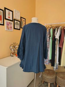 Blue Embroidered Sleeve Co-ords Set