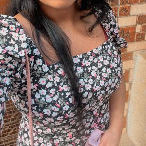 Black Floral Midi