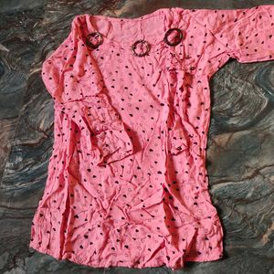 Cute Pink Heart Print Top