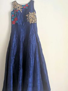 Elegant Blue Embroidered Dress