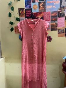 Coral Button-Down Kurta