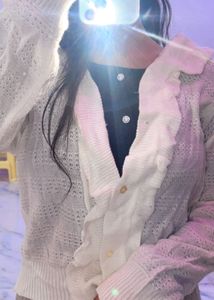 white cute crop cardigan