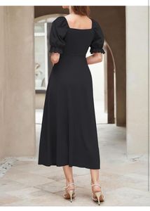 Elegant Black Puff Sleeve Dress