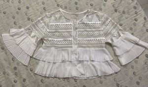 White Embroidered Ruffle Top
