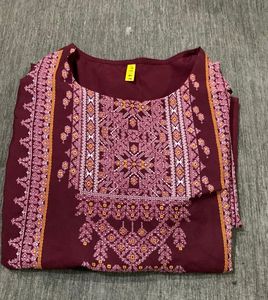 Printed Maroon Kurta (Women)