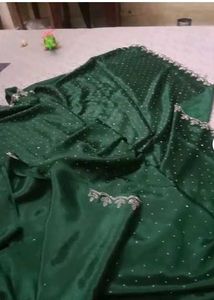 New Elegant Green Saree with attached blouse piece