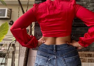 Red Satin Fancy Crop Top