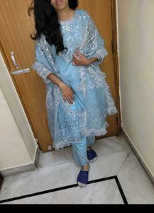 blue mirror work pakistani kurta set heavy xl net