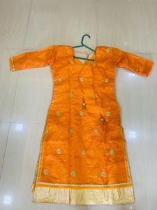 Orange Embroidered Kurta Set