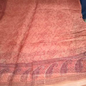 Red Printed Chiffon Saree