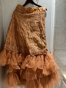 Dark Peach Heavy Lehenga With Cancan