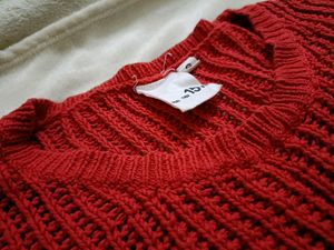 Beautiful Red Crochet Top ..Full Sleeves And Free