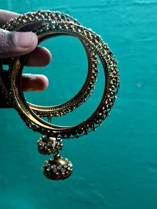 Ethnic Gold Tone Bangles with Jingle Charms