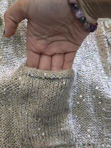 shimmery crochet knit overcoat