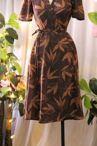 Leaf Print Wrap Dress