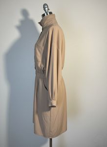 Elegant Beige Mini Shirt Dress