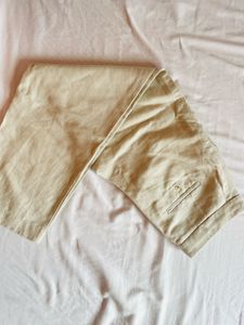 Beige Wide-Leg Cropped Pants