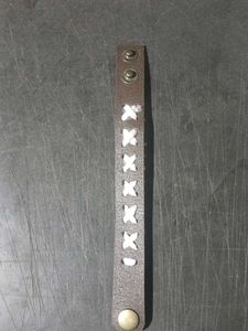 Brown Leather Bracelet with White Resham Stitching