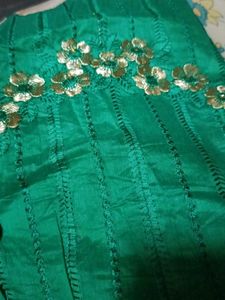 Green &amp; Gold Embroidered Dress