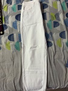 : Ivory Flow Wide-Leg Jeans
