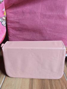 Pink Croc Embossed Crossbody Bag