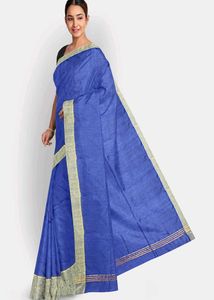 Elegant Blue Linen Saree