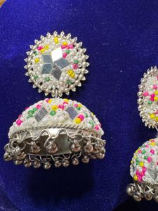 Handmade Mirror Jhumka Earrings